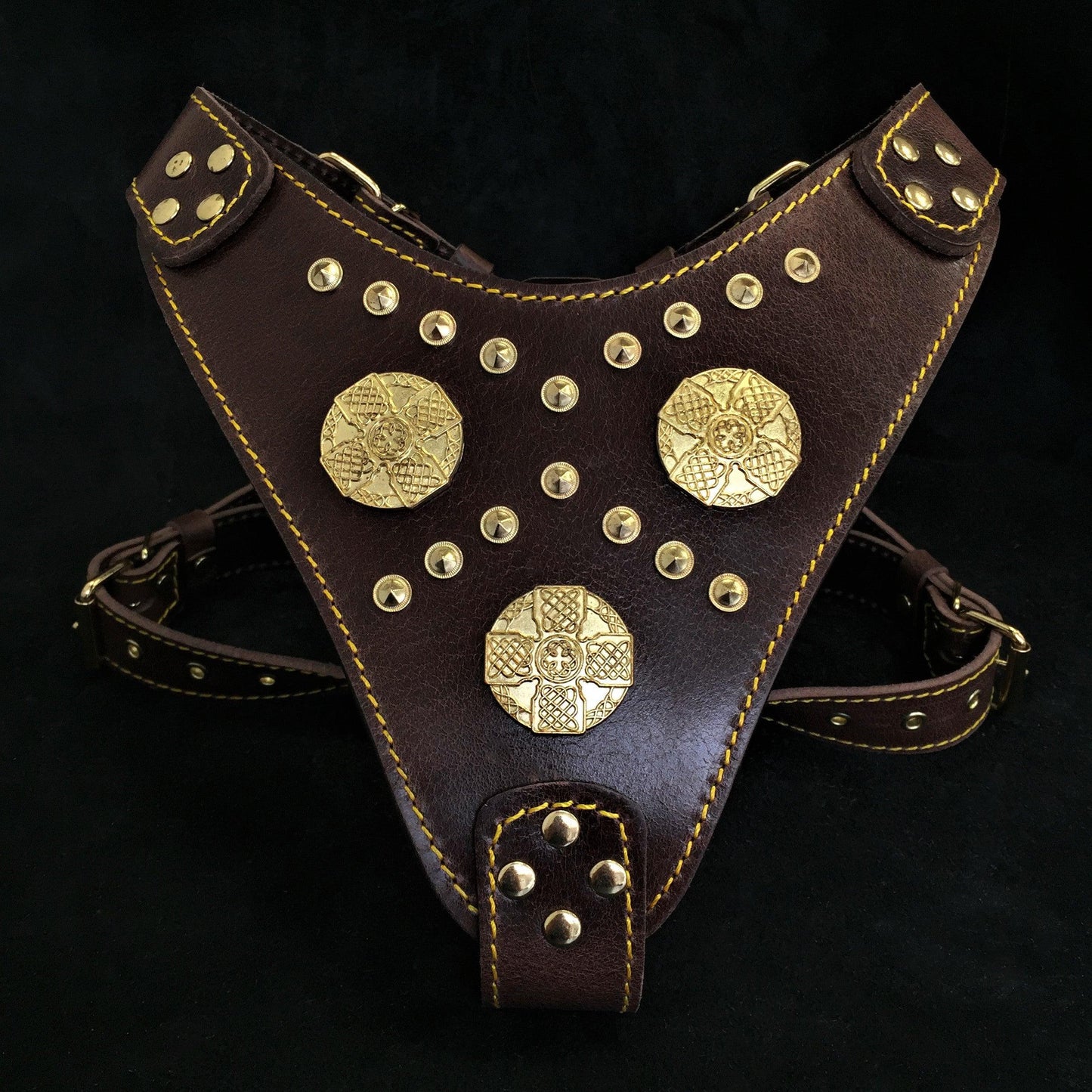 Maximus Harness Brown leather dog harness for giant breed dogs