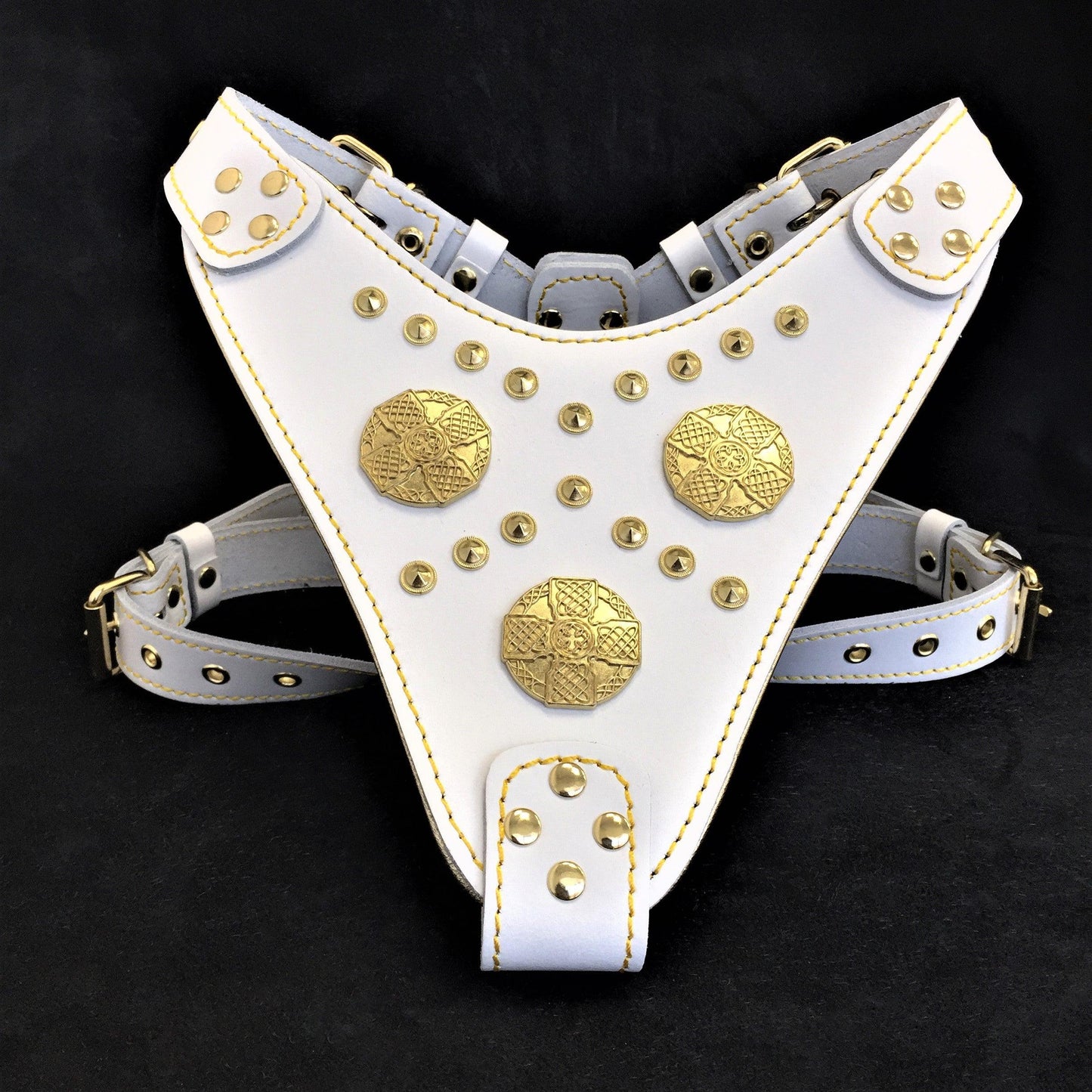Maximus Harness White leather dog harness for giant breed dogs
