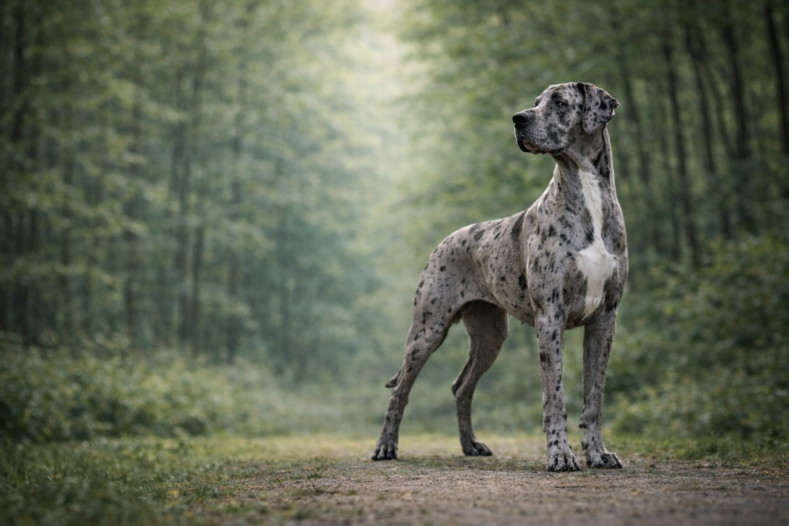 Great Dane giant breed dog standing tall in natural environment