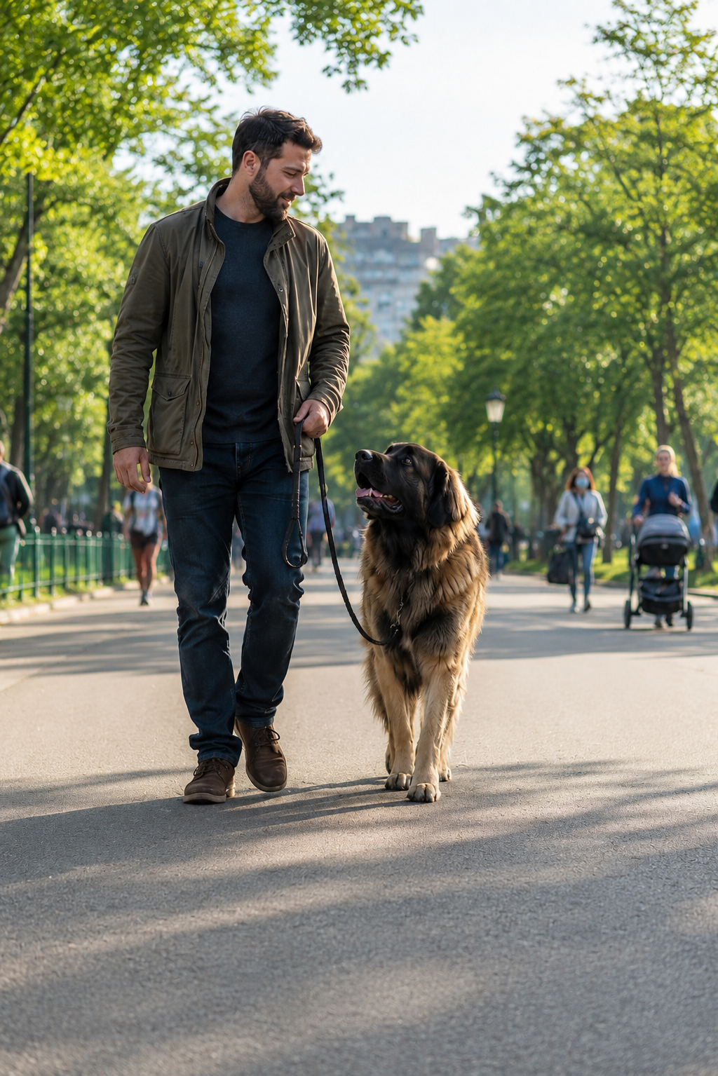 Large breed dog demonstrating emotional stability and focus during real world behavioral training session