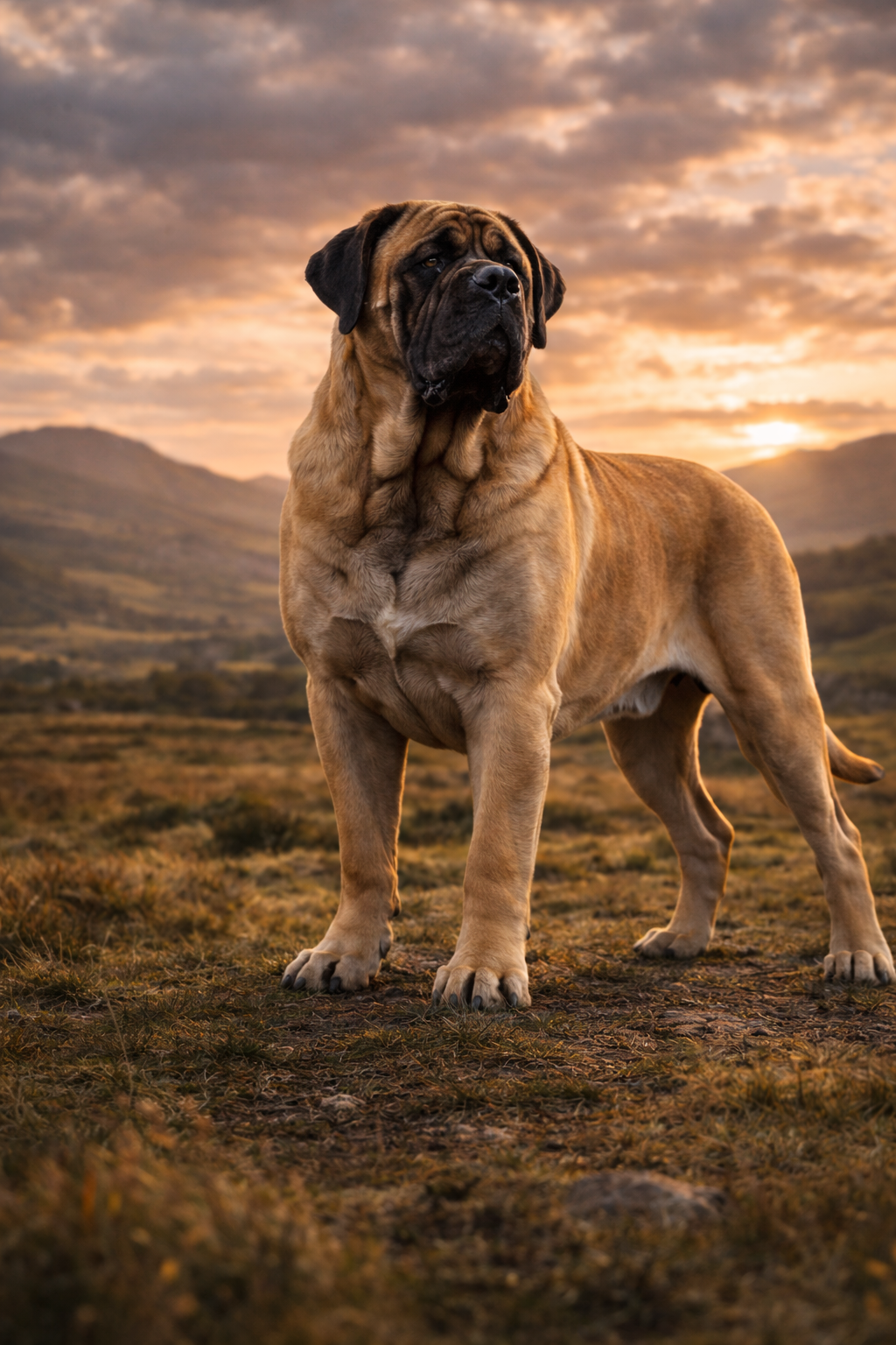 Massive English Mastiff showing size and strength of giant breed dog