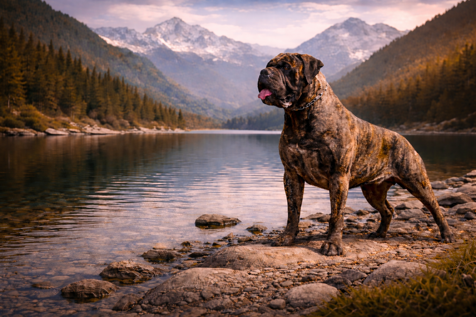 Bullmastiff powerful guardian breed dog standing confidently outdoors