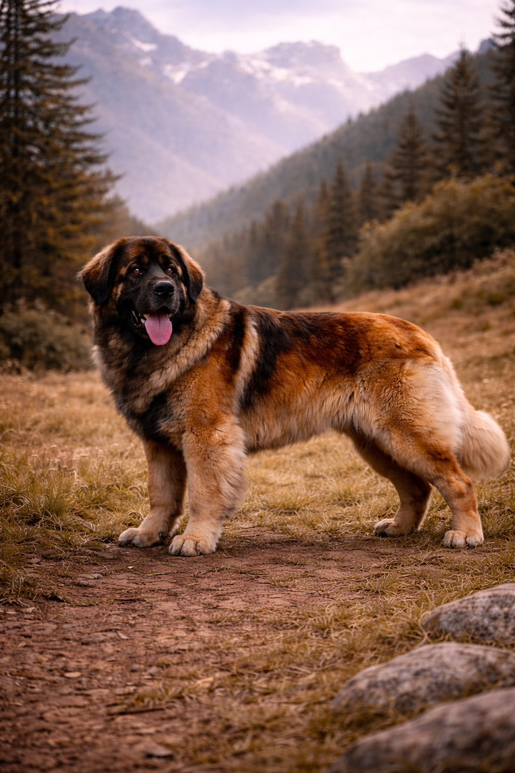 Large Leonberger dog showing powerful giant breed structure