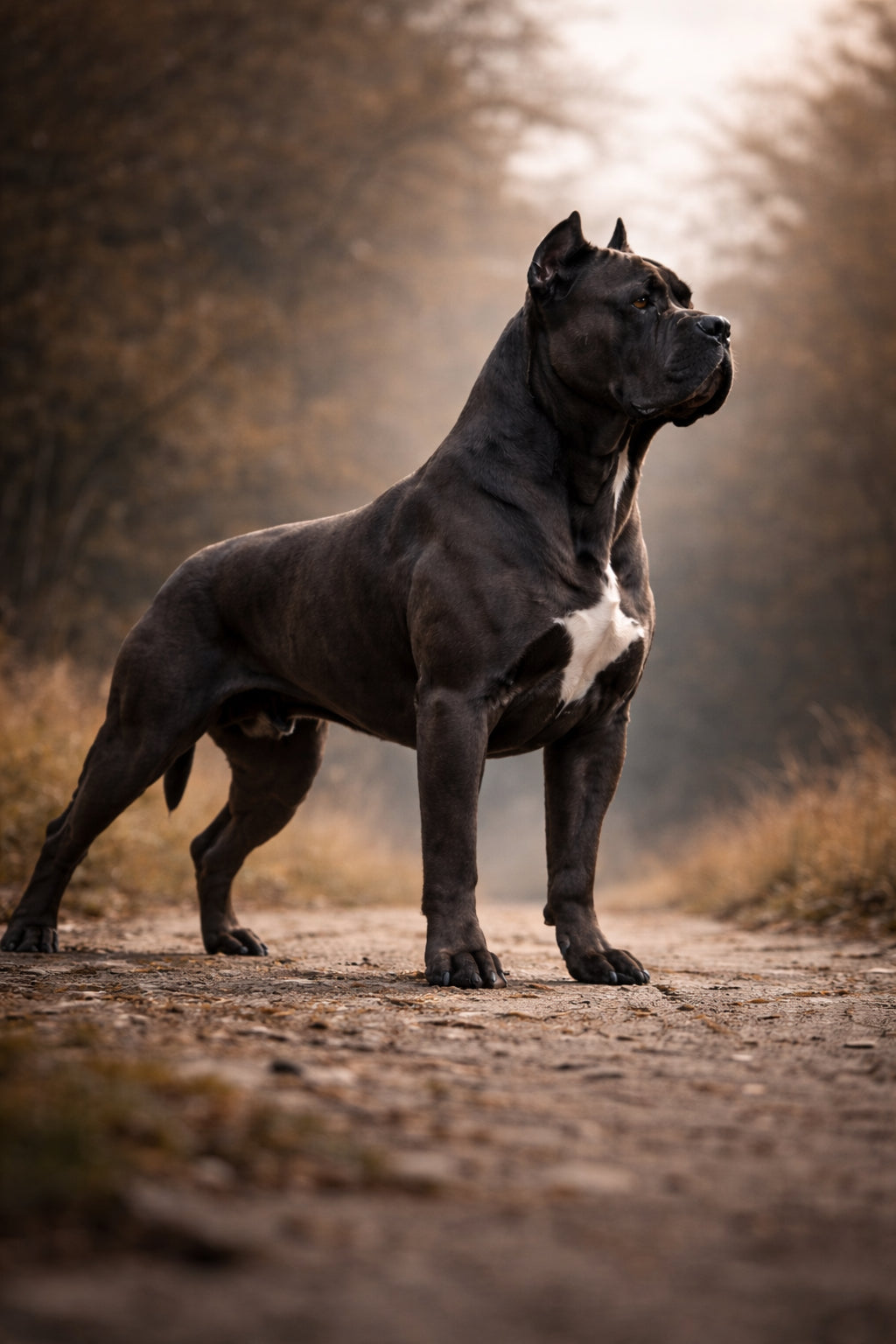Cane Corso full body breed profile showing muscular structure and strong chest